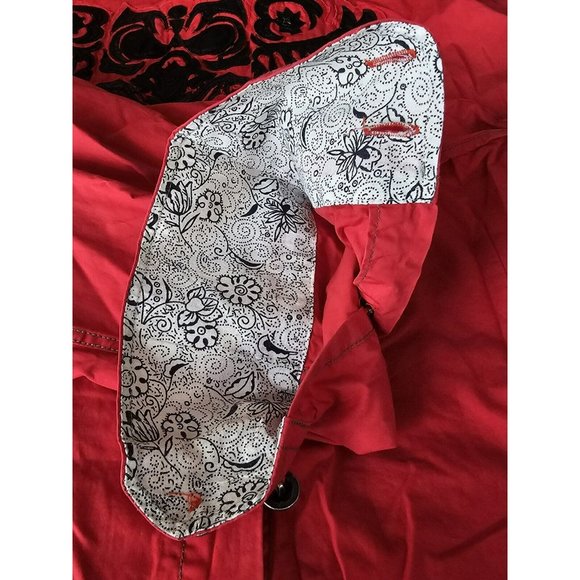 TMT Shirt Men 3XL Red Button Up Long Sleeve Embroidered Logo Knit VTG Flip Cuffs - Picture 7 of 12